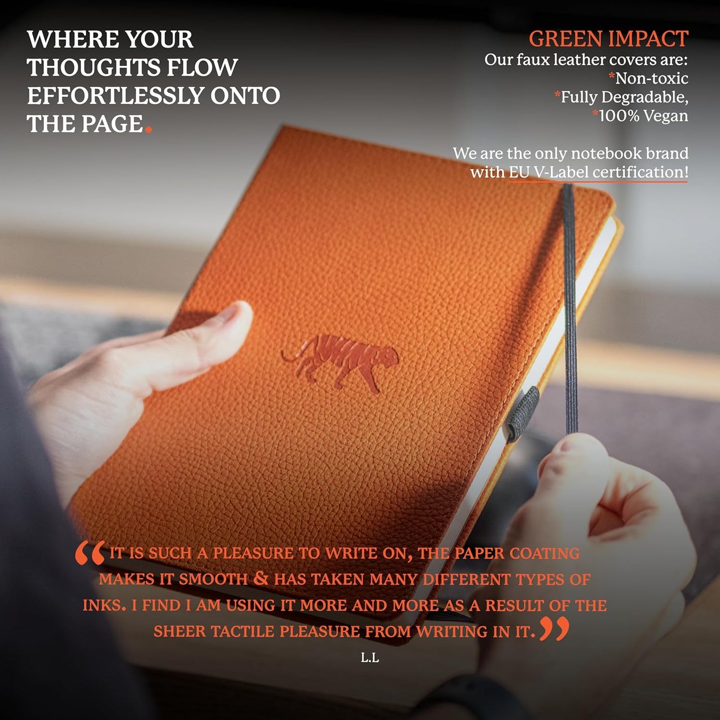 Dingbats* Wildlife Plain Writing Journal Notebook A5 - Vegan Leather Hardcover - Ideal for Work, Travel - Pocket, Elastic Closure, & Bookmark