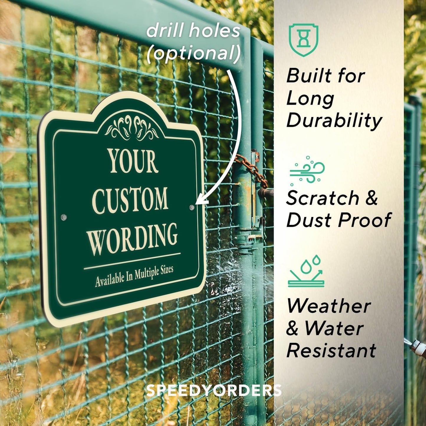 Customizable Outdoor Metal Sign - Personalized Aluminum - Driveway & Waterproof - Design No. 1 Forest Green 30x24 In