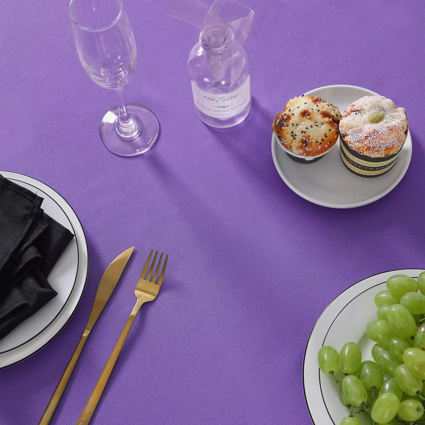 120 inch Round Tablecloth Washable Polyester Table Cloth Decorative Table Cover for Wedding Party Dining Banquet（120 inch,Purple）