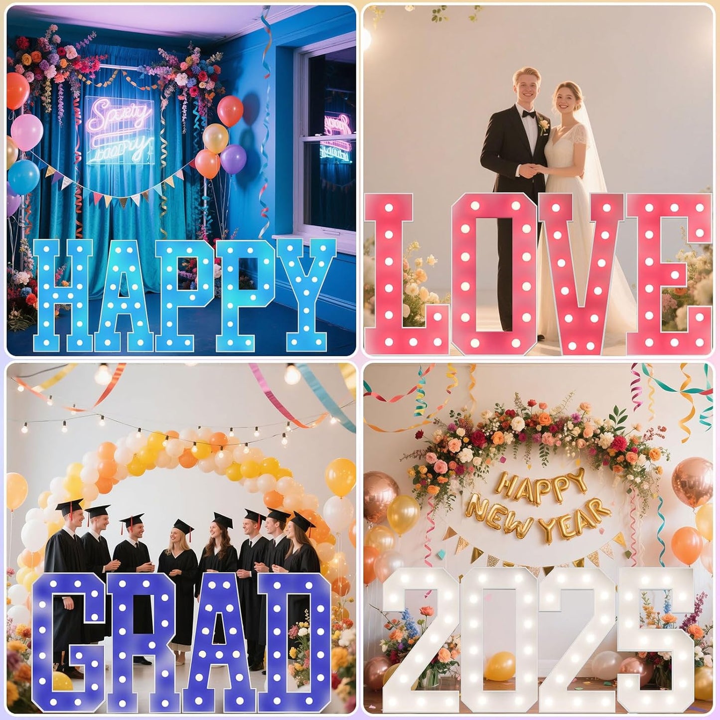 Ledido 4FT Marquee Light Up Letters, 34 Colors Changing Marquee Letter 4 Feet Tall with Remote, Big Letters for Party Wedding Graduation Birthday Decorations, Large Light Up Letter P