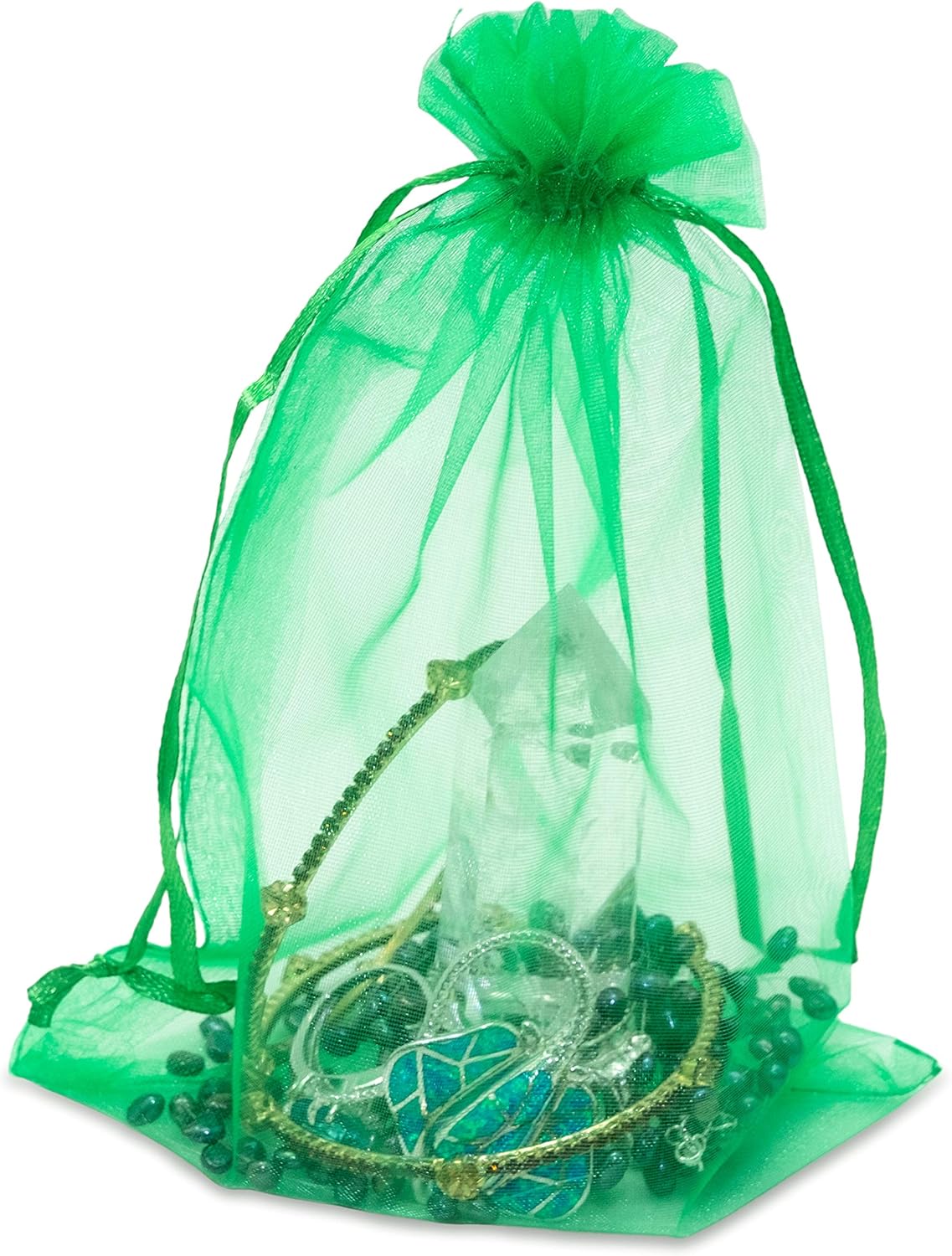 TheDisplayGuys 100-Pack 6x8 Light Green Sheer Organza Gift Bags with Drawstring, Jewelry Candy Treat Wedding Party Favors Mesh Pouch