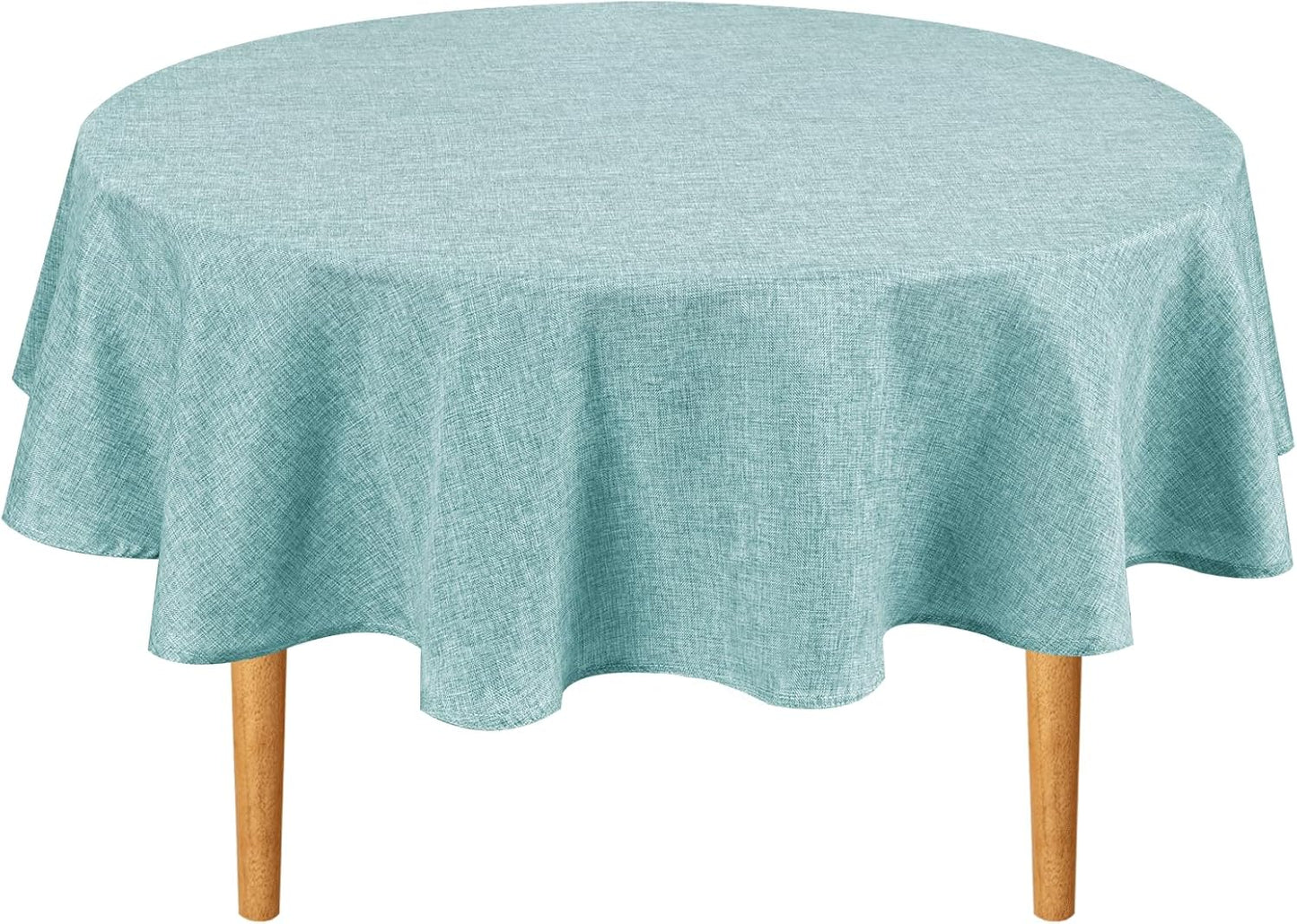 Hiasan Round Tablecloth 90 Inch Linen - Wrinkle and Stain Resistant Washable Polyester Fabric Table Cloth for Dining Room Kitchen Party, Aqua