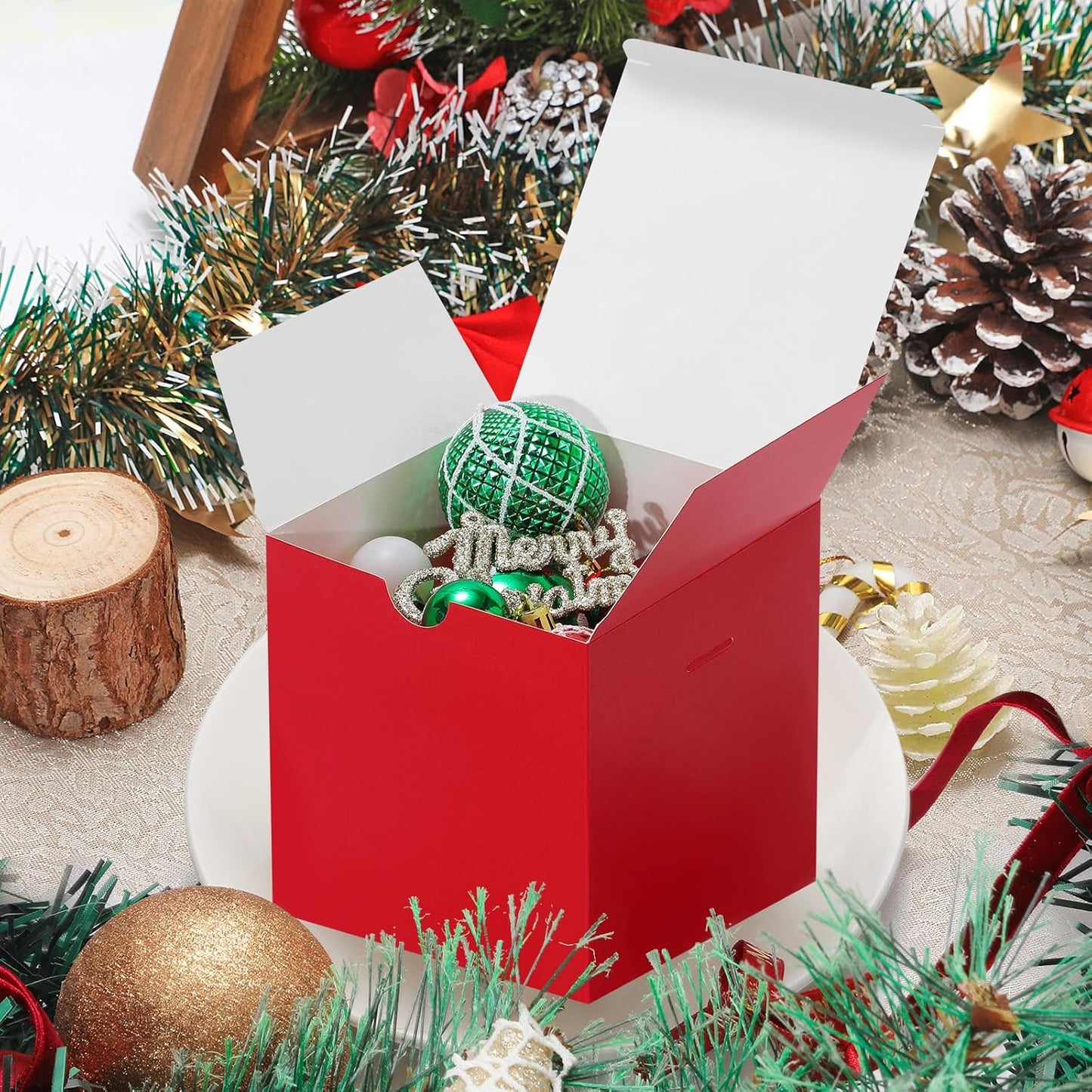 DOYIDE 20 Pack Small Gift Boxes, 6x6x6 Inch Red Elegant Paper Boxes with Ribbons, Christmas Gift Box Crafting, Wedding Party Favor, Cupcake, Candy, Bridesmaids Proposal Box