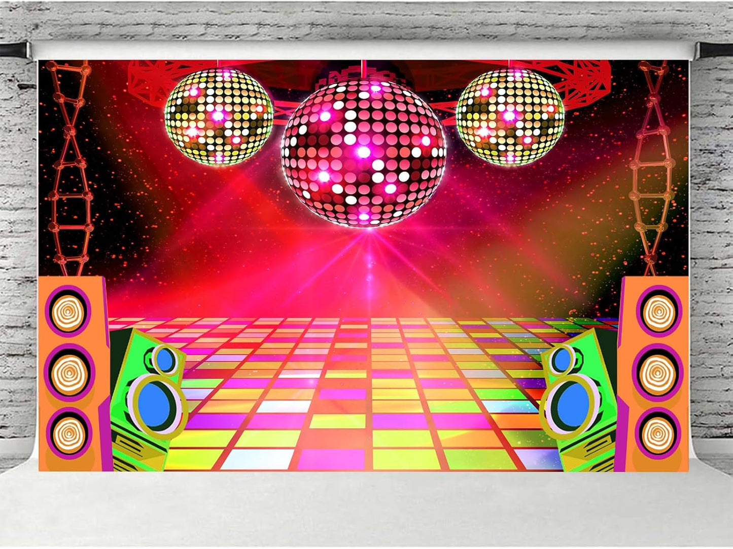 20X10ft Dance Party Backdrop Retro 70s 80s 90s Theme Glitter Stage Dance Ball Background Disco Party Decoration DJ Backdrop Banner for Birthday Party Prom Portrait Photo Shoot Polyester, Green