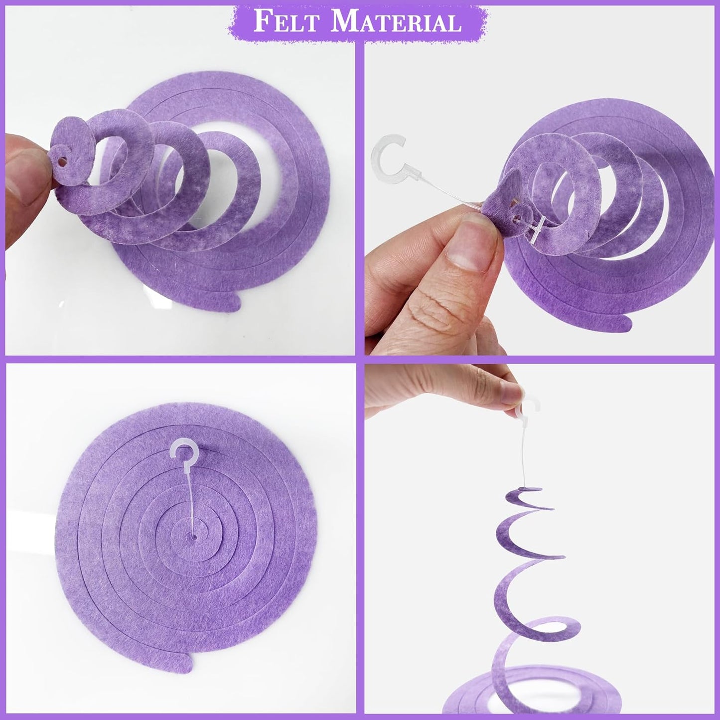 36 Pcs Pastel Hanging Swirl Decorations Pastel Color Felt Swirl Streamer Spiral Ceiling Decorations Garland for Macaron Colorful Birthday Wedding Baby Shower Easter Party Supplies