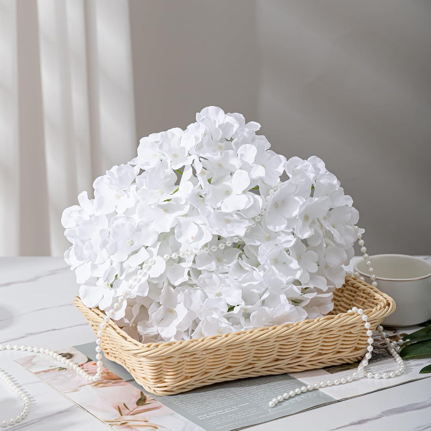 10mm Pearl Strands,9 Yds of White Fake Beads Garland Spool Roll with String Pearls for Crafting,Wedding Party,Christmas Tree Decoration.