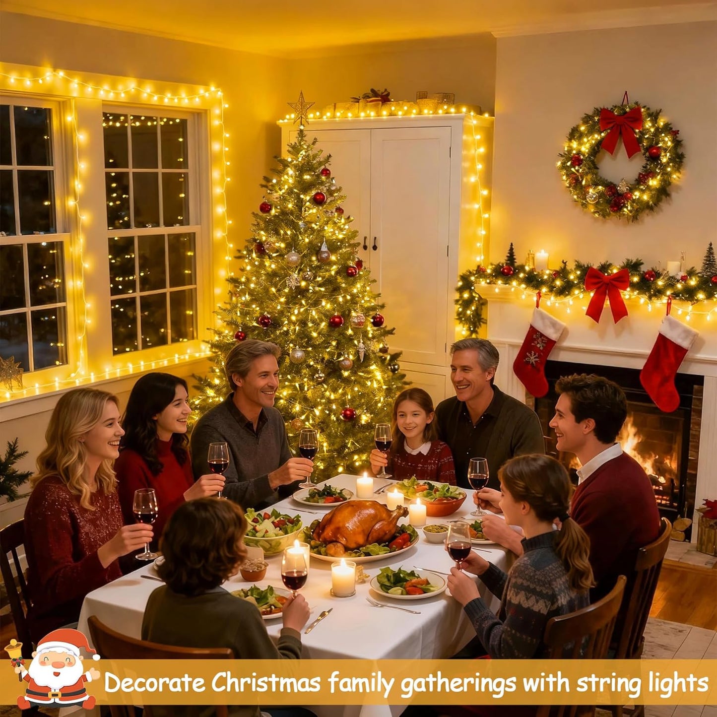 JMEXSUSS 168FT 600 LED Christmas Lights Outdoor Waterproof 8 Modes Warm White Christmas Tree Lights Plug in String Fairy Lights for Outside Indoor for Bedroom Wedding Party Holiday Xmas Decorations