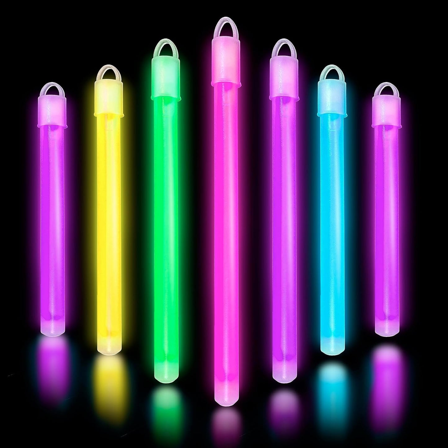 Glow Fever Glow in The Dark Sticks - 100 ct 6" Glow Sticks Bulk Party Pack with End Caps & Lanyards - Glow Party Favors for Concert, Festival, & Wedding Neon Light Sticks by Party Dragon, Multi