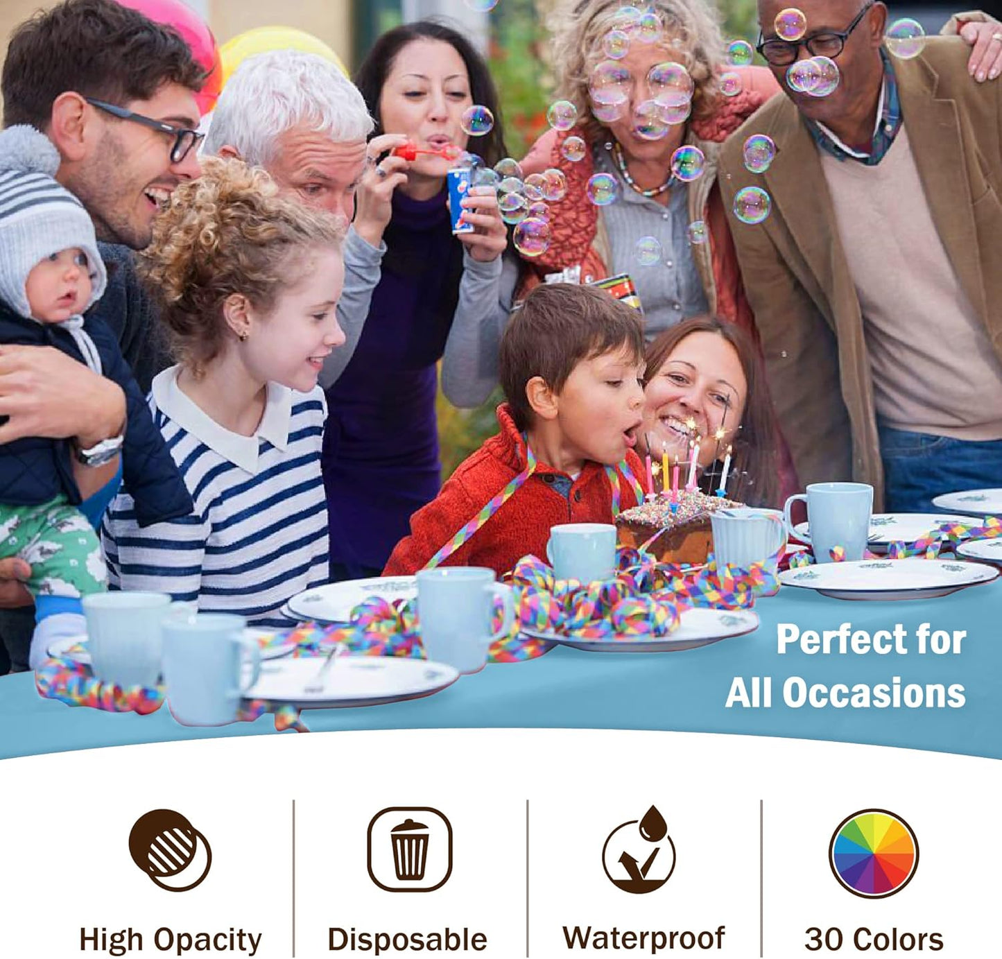 Exquisite *Premium* Sky Blue Table Cover 12 Pack