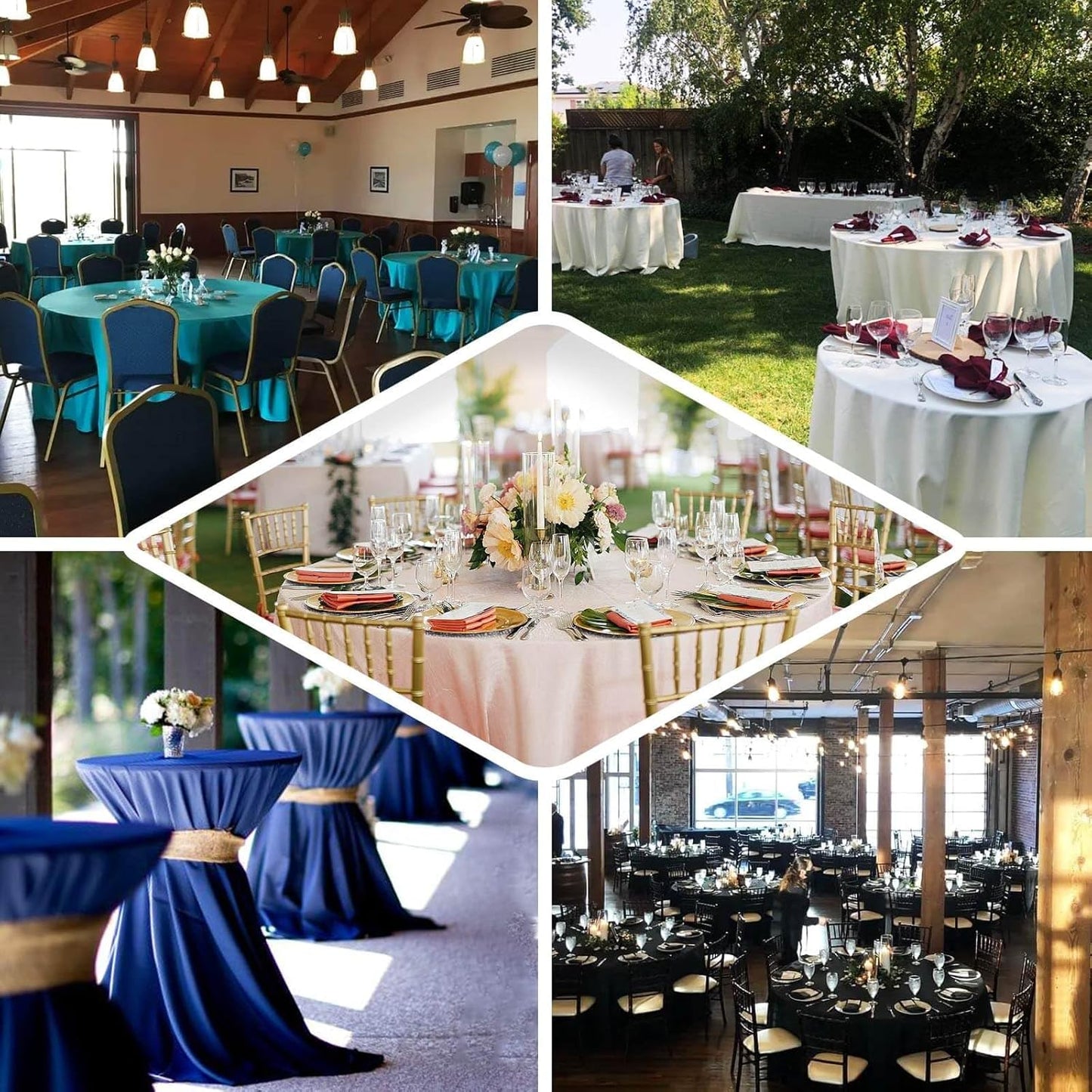 Efavormart Round Tablecloth, 132 Inch Stain & Wrinkle Resistant Washable Table Cloth, Decorative Polyester Fabric Table Cover for Banquet, Wedding, Dining- Sage Green