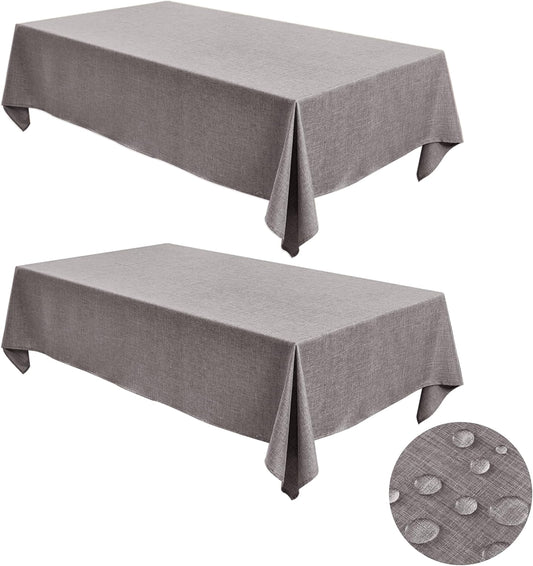 Fitable Faux Linen Tablecloths for Rectangle Tables: Water & Stain Resistant Farmhouse Table Cloth, Washable Burlap Textured Table Covers for Kitchen Dining Party(2 Pack, 60x102 Inch, Stone)