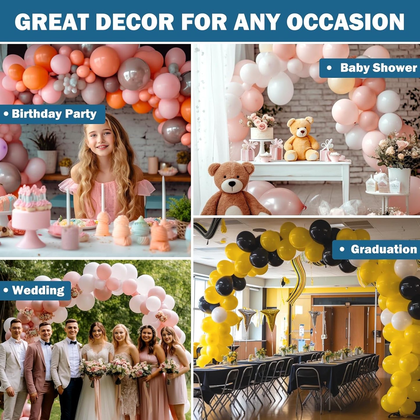 KICNIC Balloon Arch Kit, Balloon Decoration Strip Kit for Garland, 82 Feet Balloon Tape Strip, 500 Glue Point Dots Stickers for Party Wedding Birthday Baby Shower Graduation Decorations