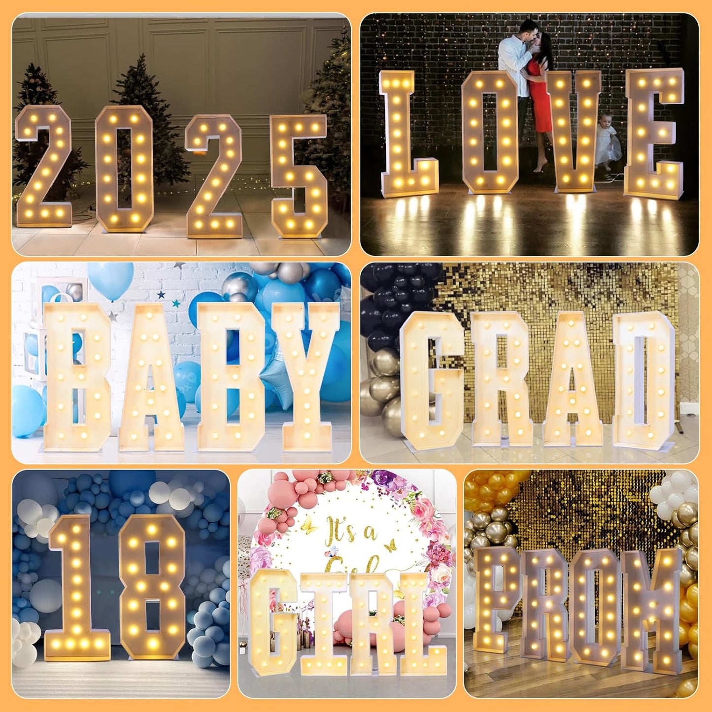 4ft Marquee for Letters F, Large Light up Letters, Multifunctional Large Marquee for Letters 4 Feet Tall for Party Decorations, Letter Balloons, Wedding Decor, Proposal Decorations (Letters F)