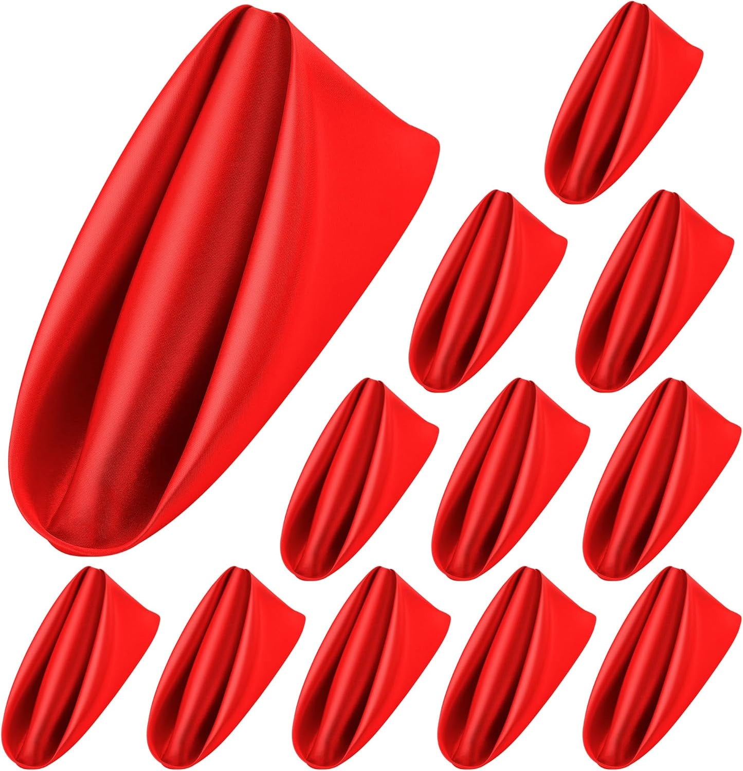 ANECO 12 Pieces Satin Napkins Soft Dinner Napkins Square Table Napkins 17 x 17 Inches for Restaurant Weddings Party Dinner Decoration (Red)