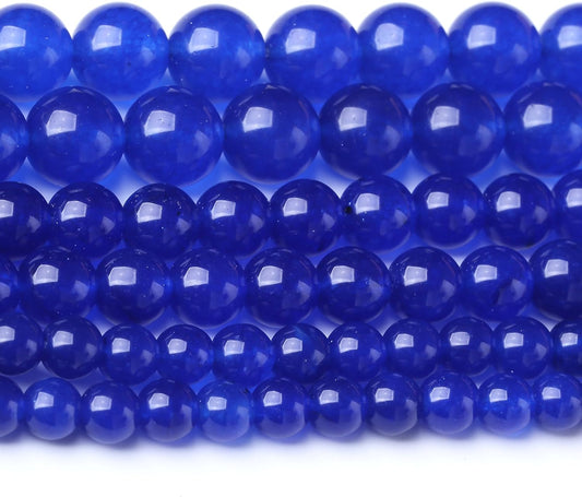 Mysterious Blue Chalcedony Stone Beads Gemstone Round Crystal Energy Jade Beads Stone Beads for Jewelry Making DIY Bracelet Necklace Jewelry Making 1 Strand 15.5inch 4MM