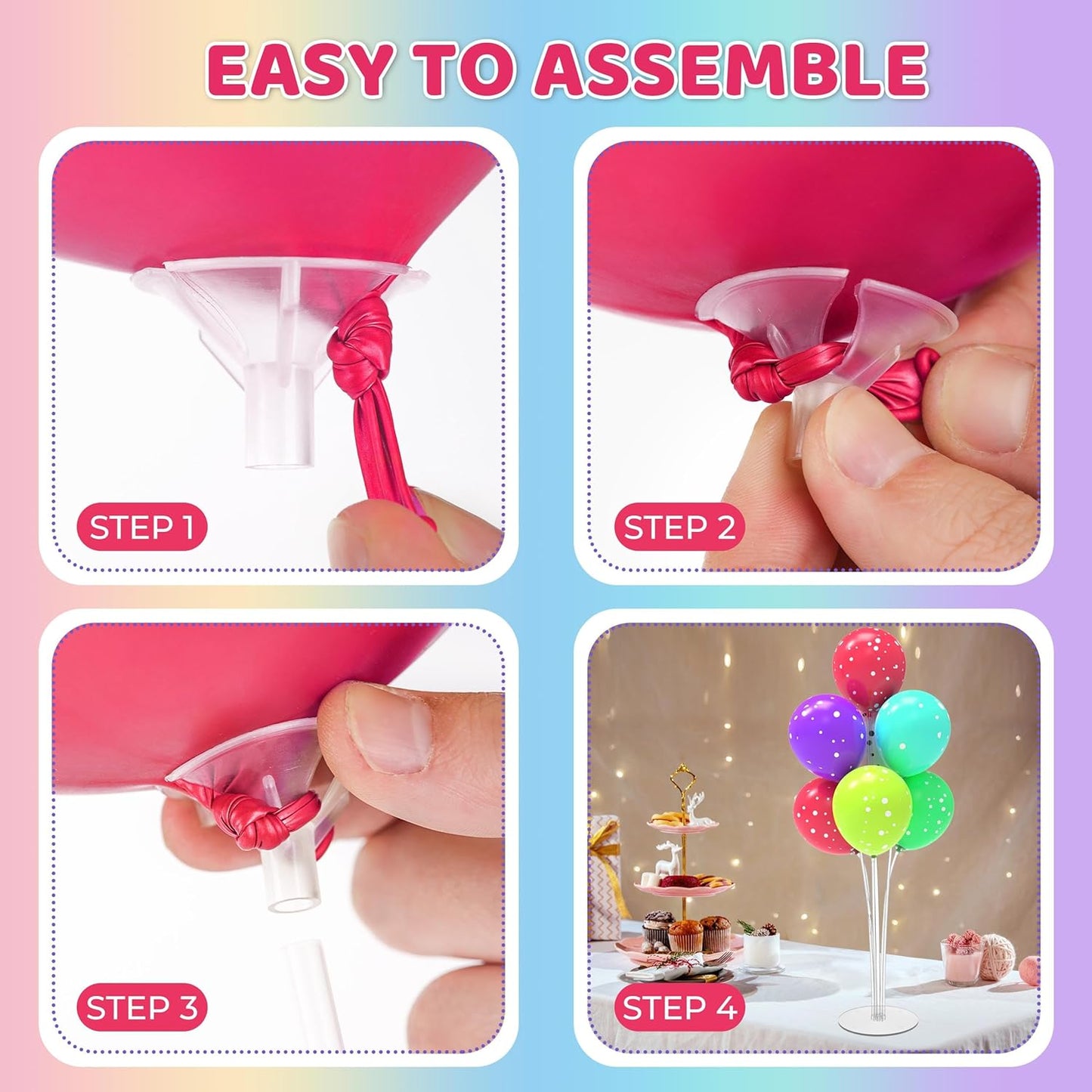 JOYYPOP 8 Sets 28 Inch Balloon Stand Kit, Balloon Holder Stickers Table Decoration Party Birthday Wedding Balloon Supplies Accessories