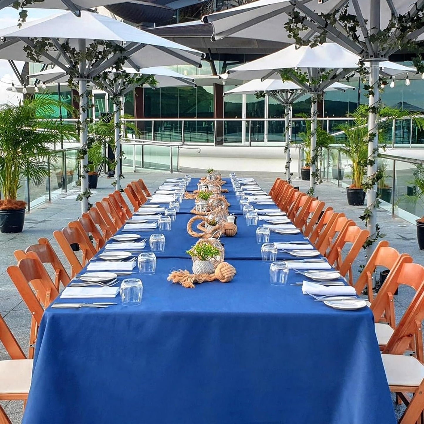 8 Pack Royal Blue Tablecloth 60 x 102 Inch Rectangular Tablecloths for 6 Foot Rectangle Tables, Wrinkle Resistant Blue Table Cloth Washable Polyester Fabric Cover for Party Wedding Banquet