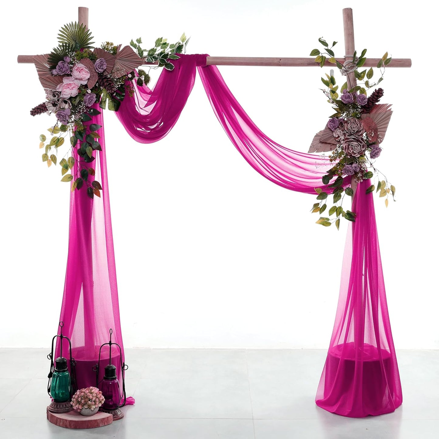 VDS Pack of 1 Panel (30 Inch X 20 Feet) Wedding Arch Draping Fabric Sheer Chiffon Fabric Drapery for Wedding Ceremony Reception Swag Backdrop Canopy Chuppah ARBO Altars Decoration (Magenta)