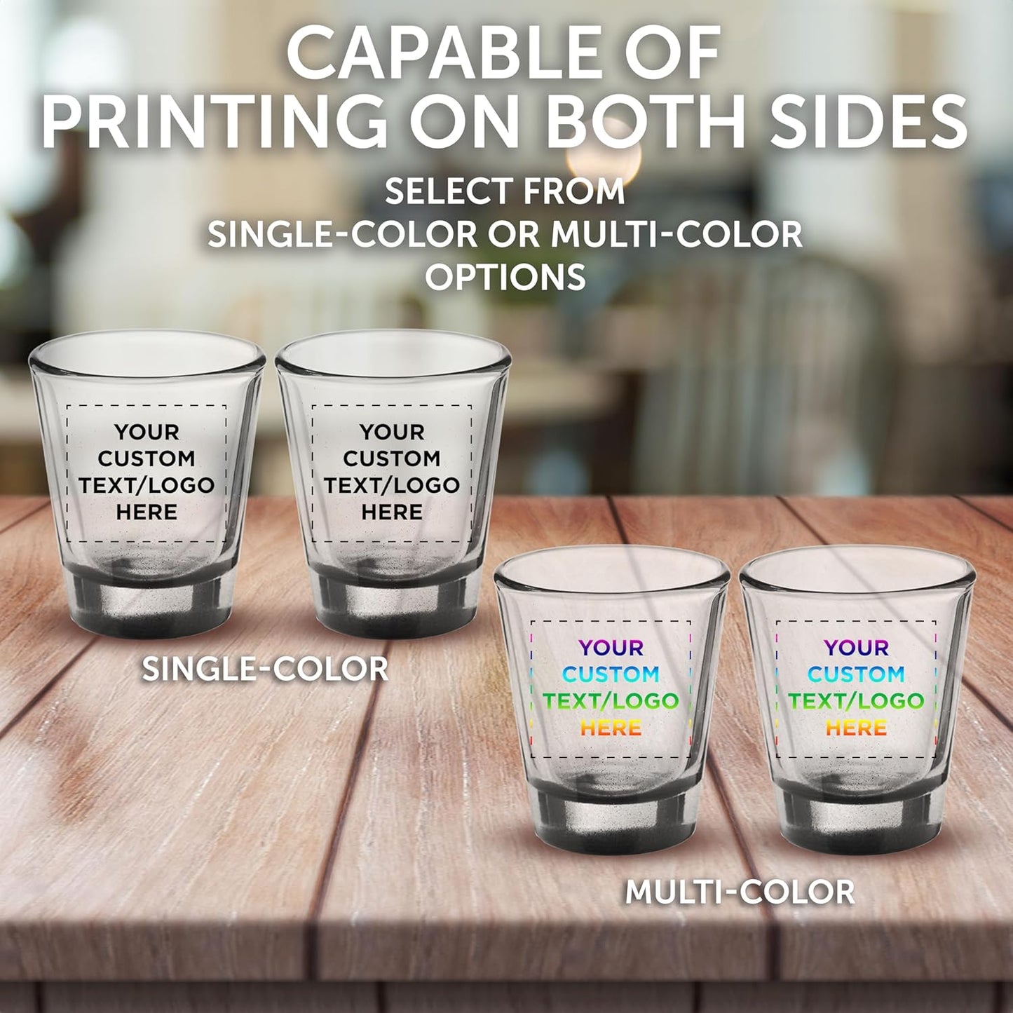 Custom Shot Glasses 1.75 oz. Set of 100, Personalized Bulk Pack - Great for Wedding Favors, Bachelorette Party Decorations, Party Fovors, Color Bottom - Black