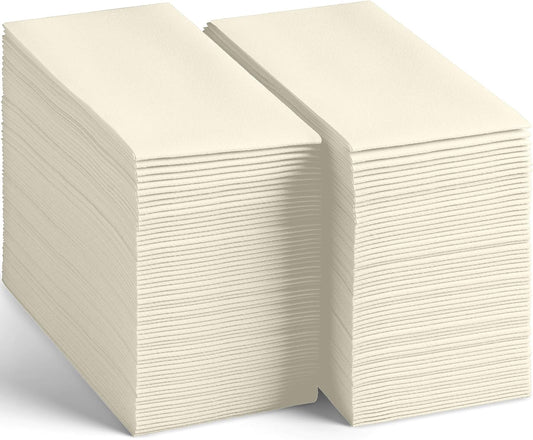 200-Pack Disposable Linen-Feel Champagne Napkins, 12" x 17" Cloth-Like Paper Dinner Napkins For Wedding, Bathroom, Party Or Event