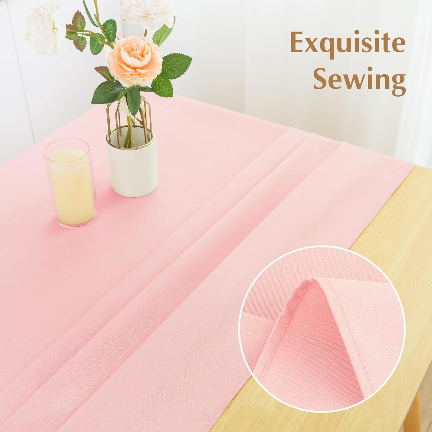 2 Pack Square Table Cloth 70X70 Inch Pink Tablecloth Washable Polyester Solid Dining Table Cover for Birthday Party Dinner Holiday Outdoor Indoor