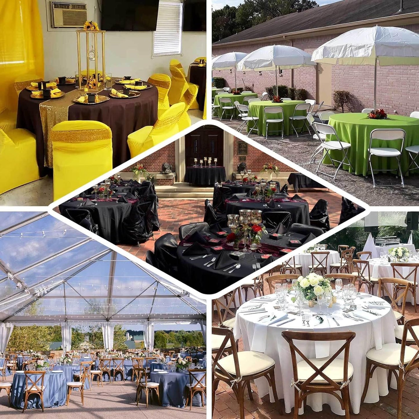 Efavormart Round Tablecloth, 120 Inch Stain & Wrinkle Resistant Washable Table Cloth, Decorative Polyester Fabric Table Cover for Banquet, Wedding, Dining - Orange