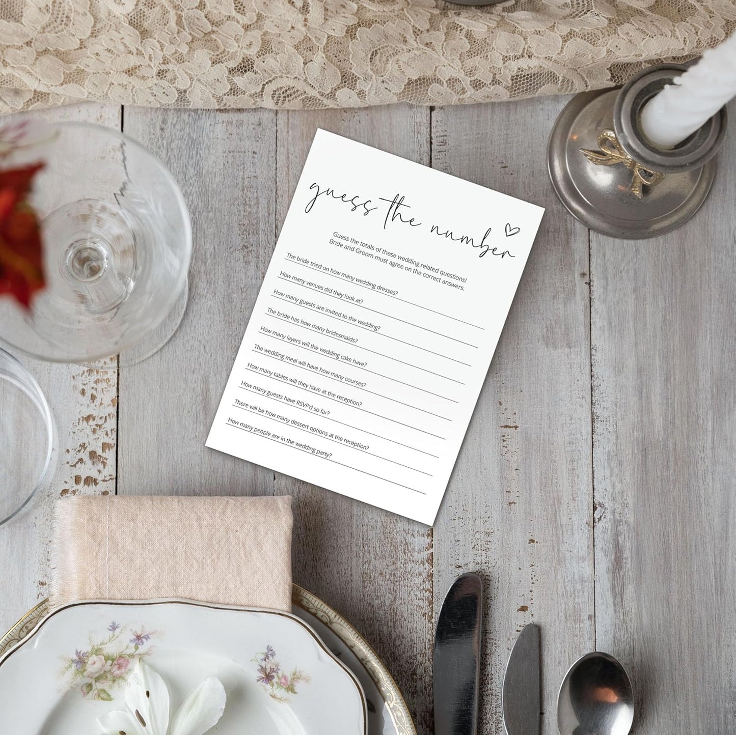 Bridal Shower Games, Number Challenge, 25Pcs Minimalist White Double-Sided Bridal Game Cards, Wedding Shower Games for Guests, Engagement Bachelorette Party Supplies - A25