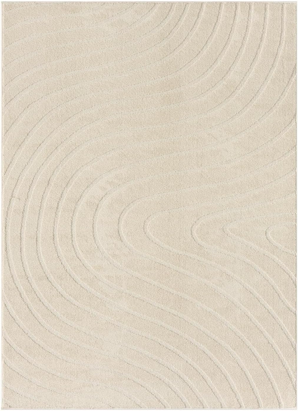 LUXE WEAVERS Modern Geometric Wave Cream 6x9 Area Rug