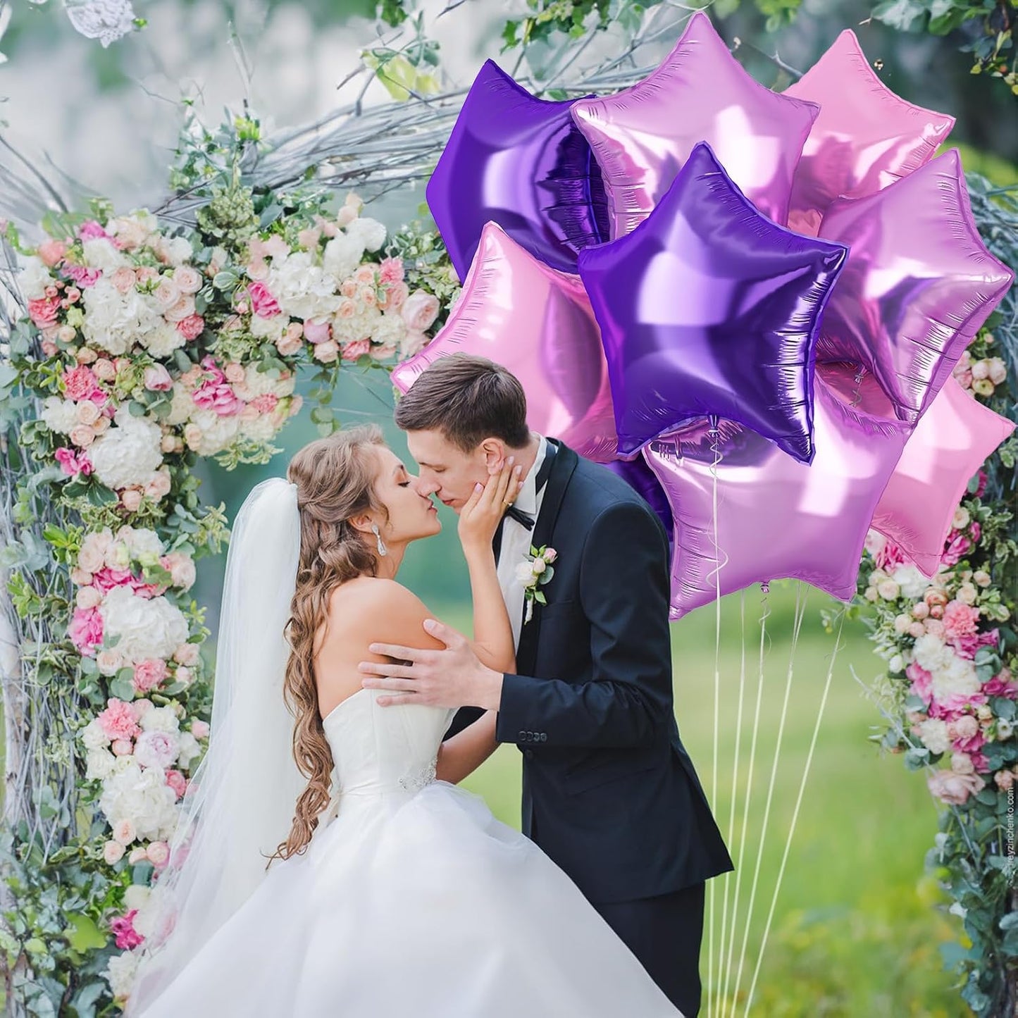 TAOYE Purple Pink Stars Foil Balloons, 18 Inch Lavender Purple Pink Stars Helium Balloons Dark Purple Light Purple Pentagram Foil Balloons for Girls Birthday Wedding Butterfly Theme Party