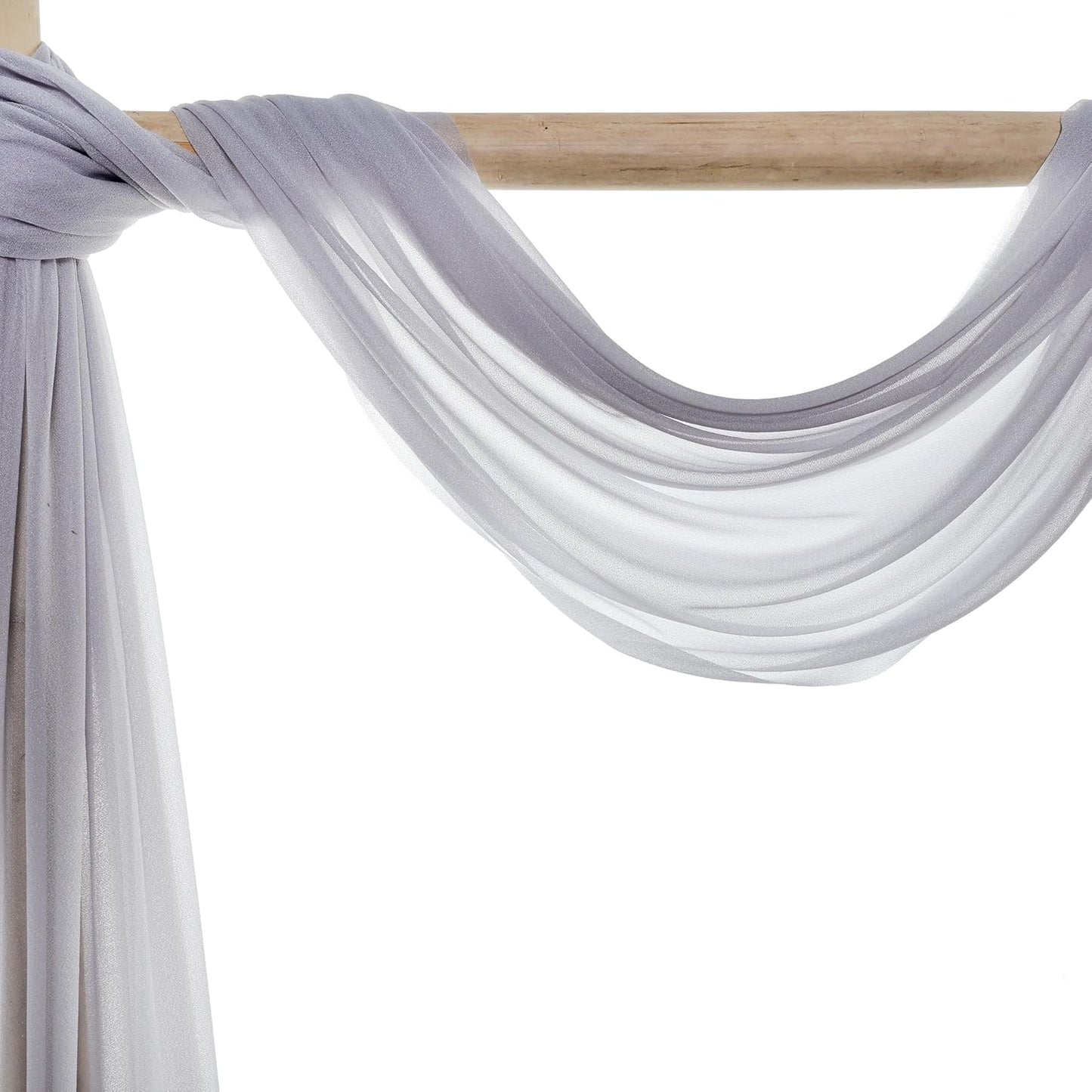 VDS Pack of 2 Panel (30 Inch X 40 Feet) Wedding Arch Draping Fabric Sheer Chiffon Fabric Drapery for Wedding Ceremony Reception Swag Backdrop Canopy Chuppah ARBO Altars Decoration (Cool Grey)