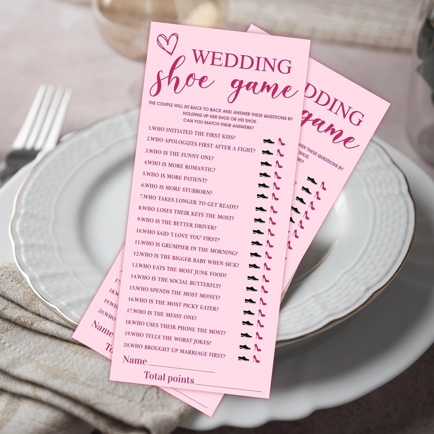 4x9 Inch Wedding Party Games, Bridal Shower Cards, 25 Pink Bridal Shower Games for Wedding Reception, Bachelorette, Engagement Party, Minimalist Guest Interaction Activity Cards-A10