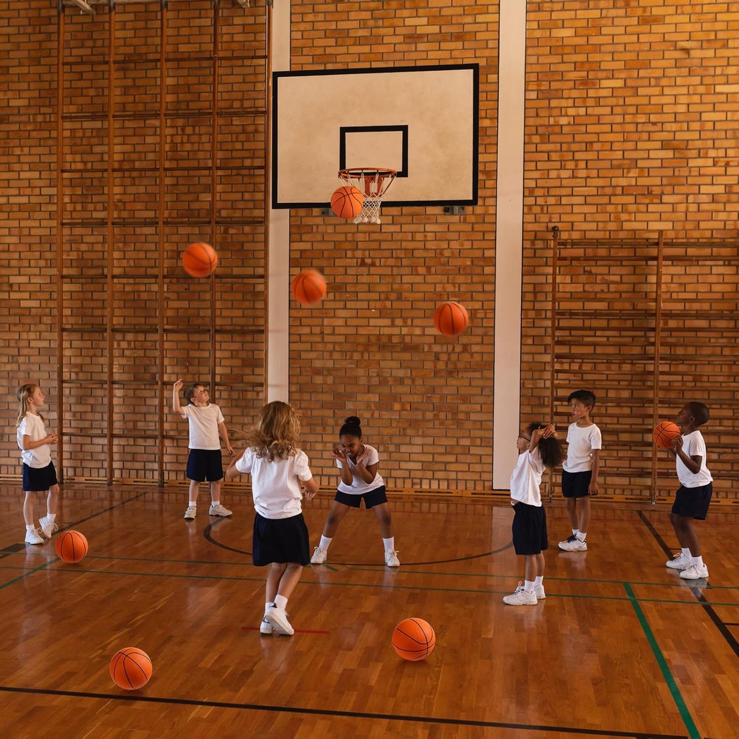 12 Pcs Mini Rubber Basketballs with Air Pump Set 7 Inch Mini Hoop Basketball Small Junior Size 3 Balls for Beginner Arcade Games Indoor Outdoor Pool Favors