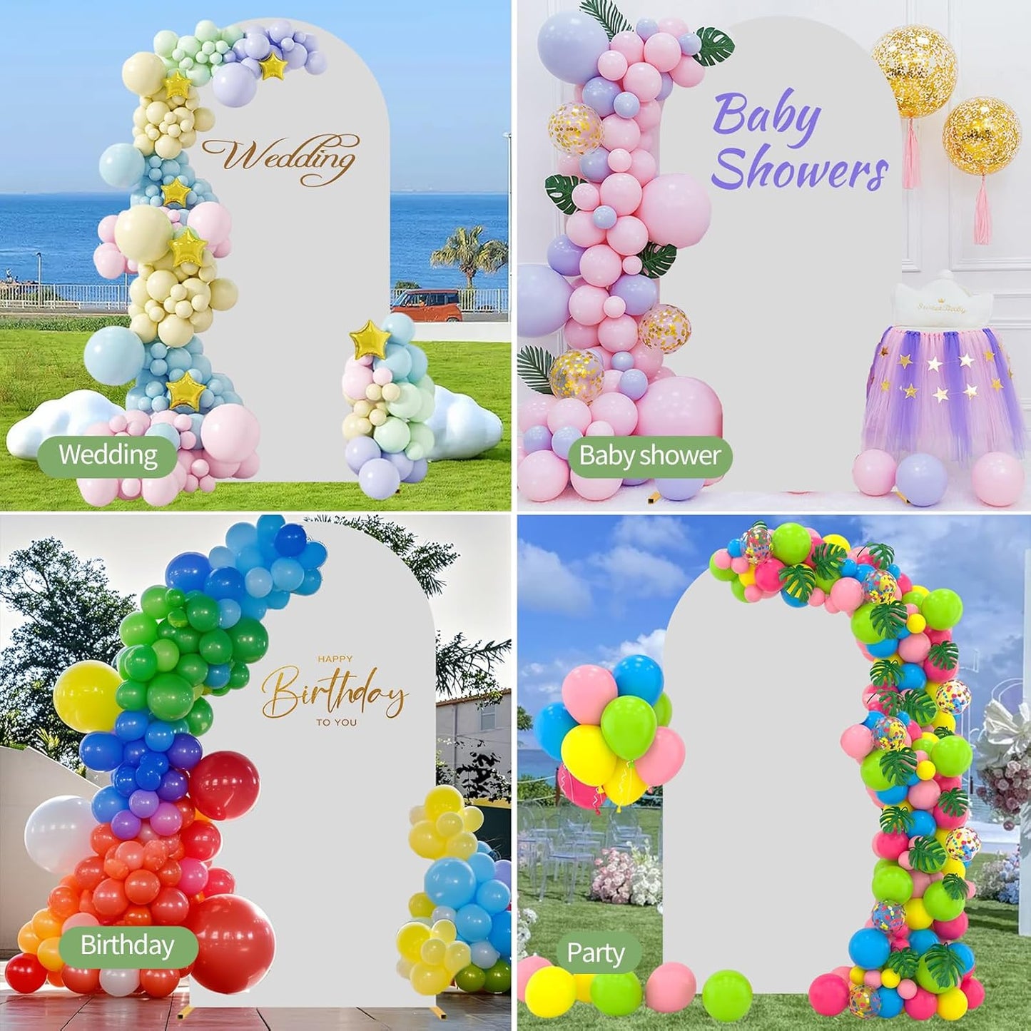 7.2FT Wedding Arch Cover Spandex Fitted Wedding Arch Stand Covers Round Top Chiara Arch Backdrop Cover for Birthday Party Ceremony Banquet Decoration White（Only Cover）