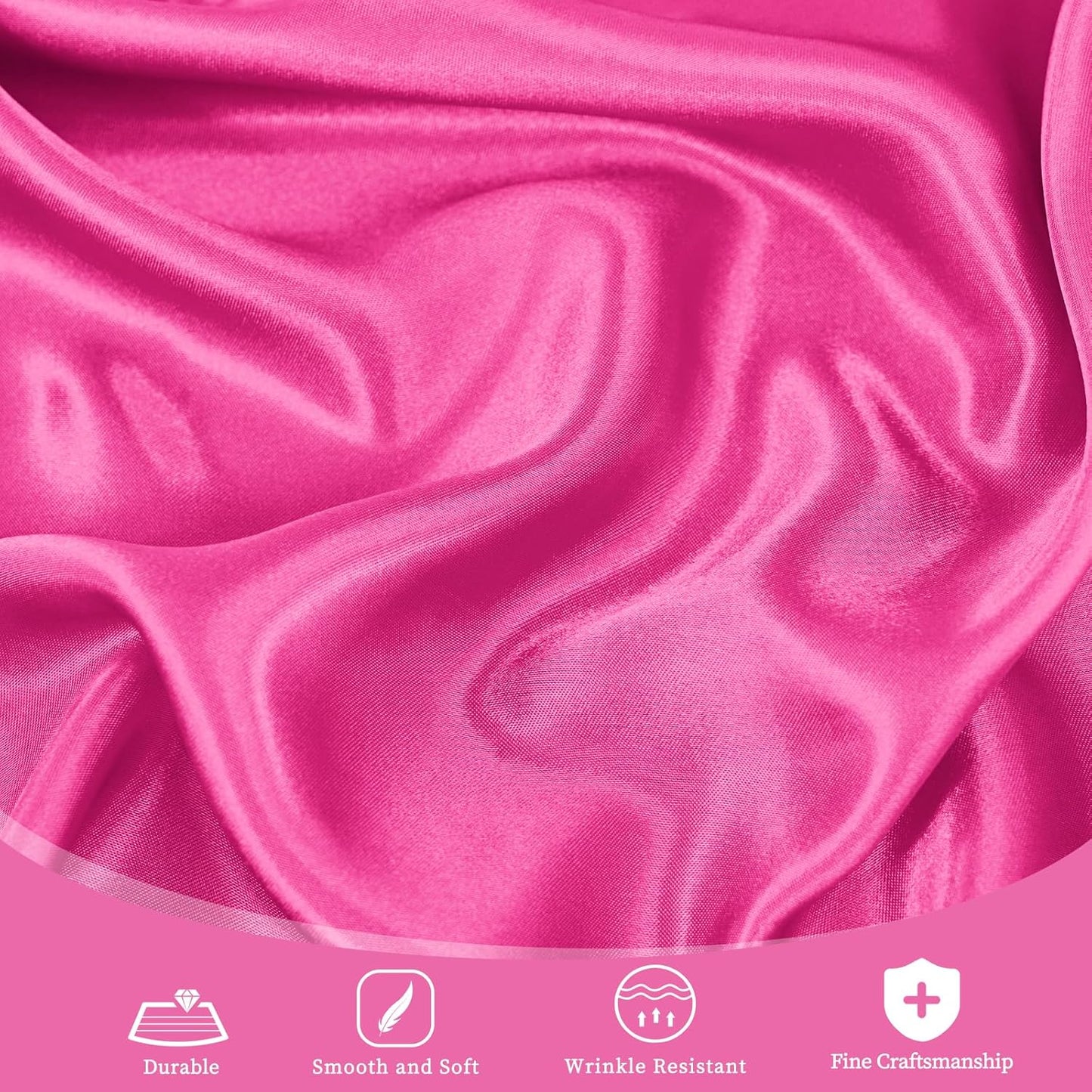 fani 12 Pack 120 Inch Hot Pink Satin Tablecloth - Silky Round Tablecloth Overlay Smooth Fabric Table Cover, Bright Table Decoration for Wedding Party Banquet Events Restaurant Kitchen Dining