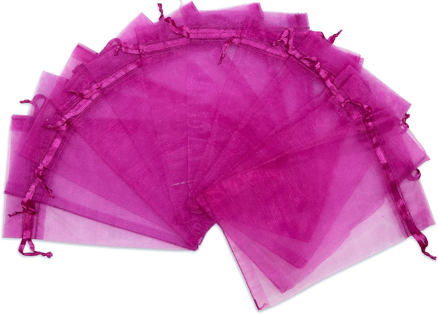 TheDisplayGuys 48-Pack 3x4 Hot Pink Sheer Organza Gift Bags with Drawstring, Jewelry Candy Treat Wedding Party Favors Mesh Pouch