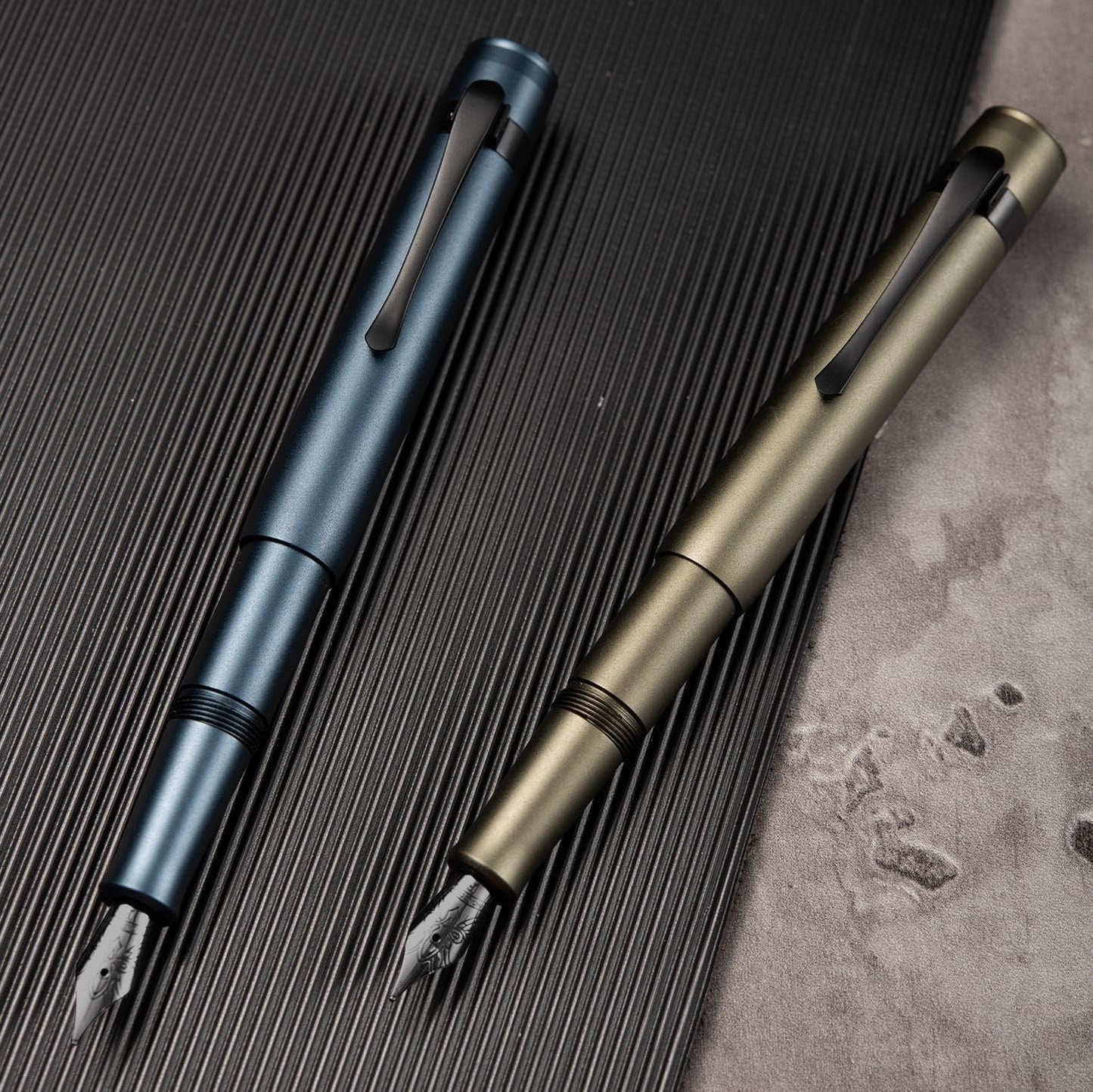Hongdian M2 Black Forest Mini Fountain Pen, Extra Fine Soft Nib & Sleek Shape Aluminium Short Pocket Travel Pen (Midnight Blue)