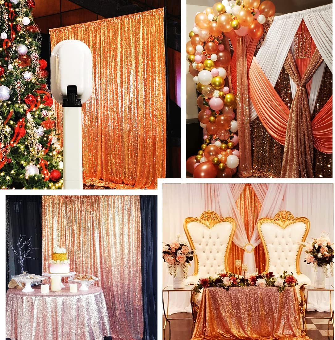 Poise3EHome Sequin Backdrop Curtain, 10Ft x 10Ft Rose Gold Glitter Photography Background Curtains, Sequence Xmas Thanksgiving Backdrop Drapes Decor