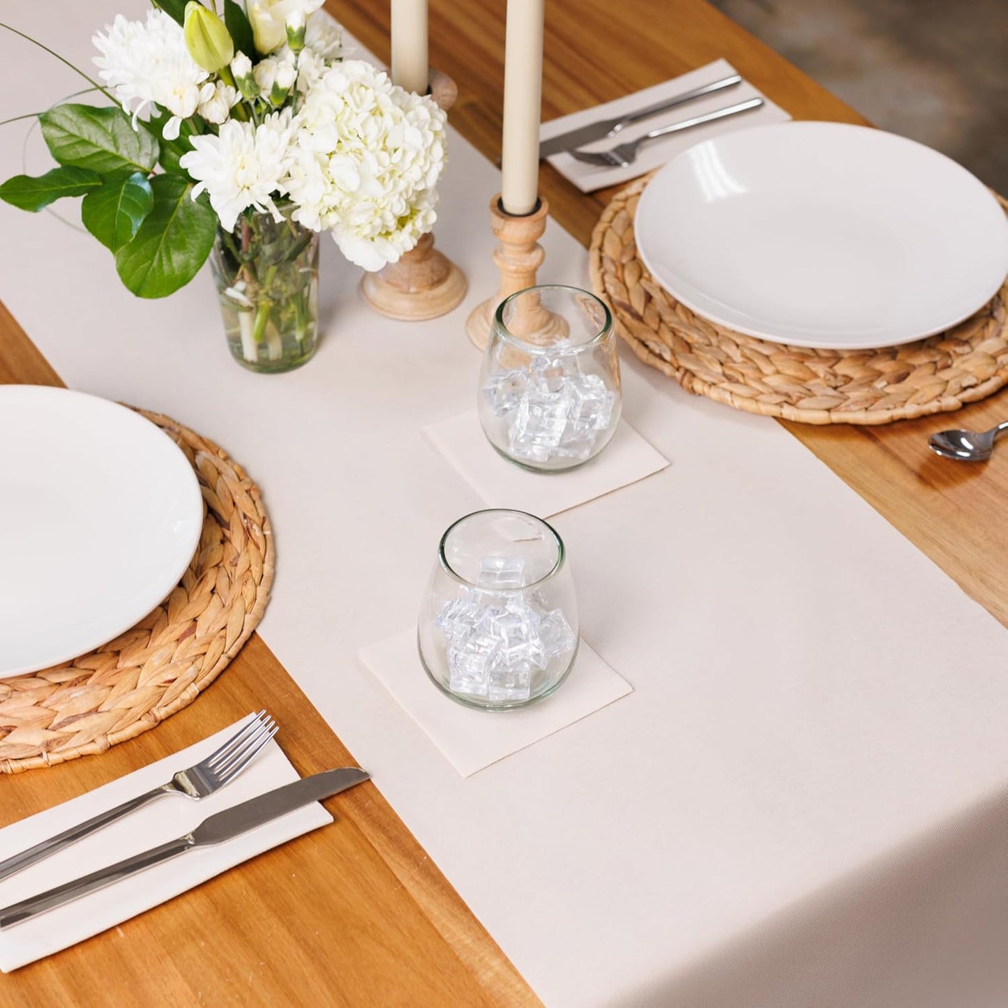 American Homestead Paper Table Runner Roll - 78 ft. Disposable Linen-Like Table Cover Roll - 20 Perforated Table Runners (16" x 48") for Parties, Weddings, and Events -Sand