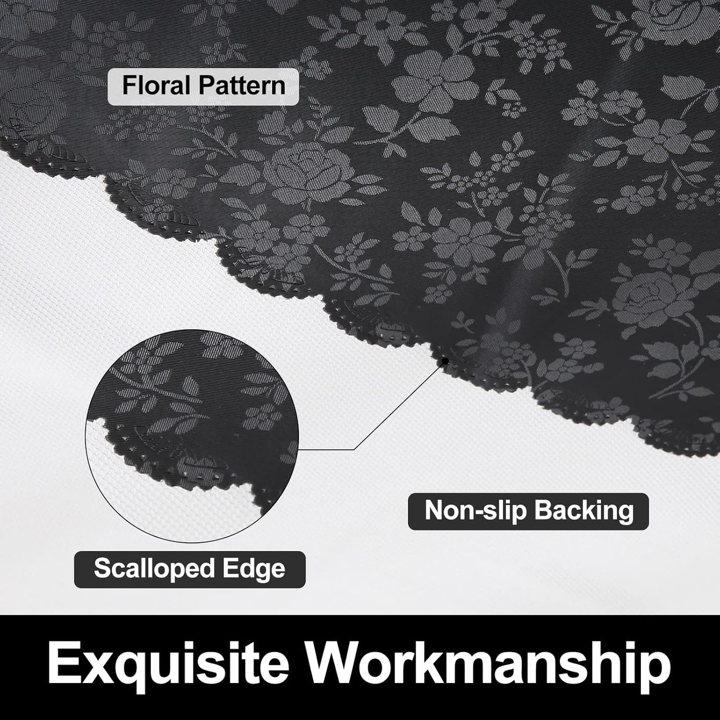 Smiry Round Table Cloth, Waterproof Heavy Duty Vinyl Tablecloths, Wipeable Washable Table Cover for Kitchen and Dining Room (Black, 60" Round)