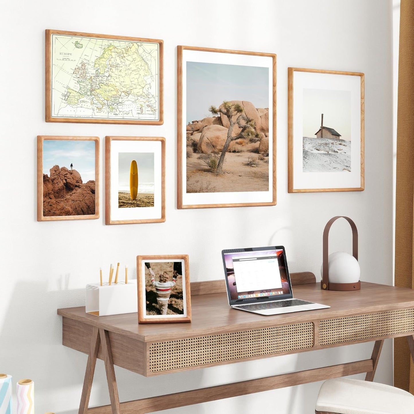 16x16 Picture Frame USA-Sourced Natural Cherry Wood Solid Original Wood Photo Frame Rounded Corner with Mat to 12x12 Picture Display with Real Glass Family, Wedding Picture, Photo, Certificate