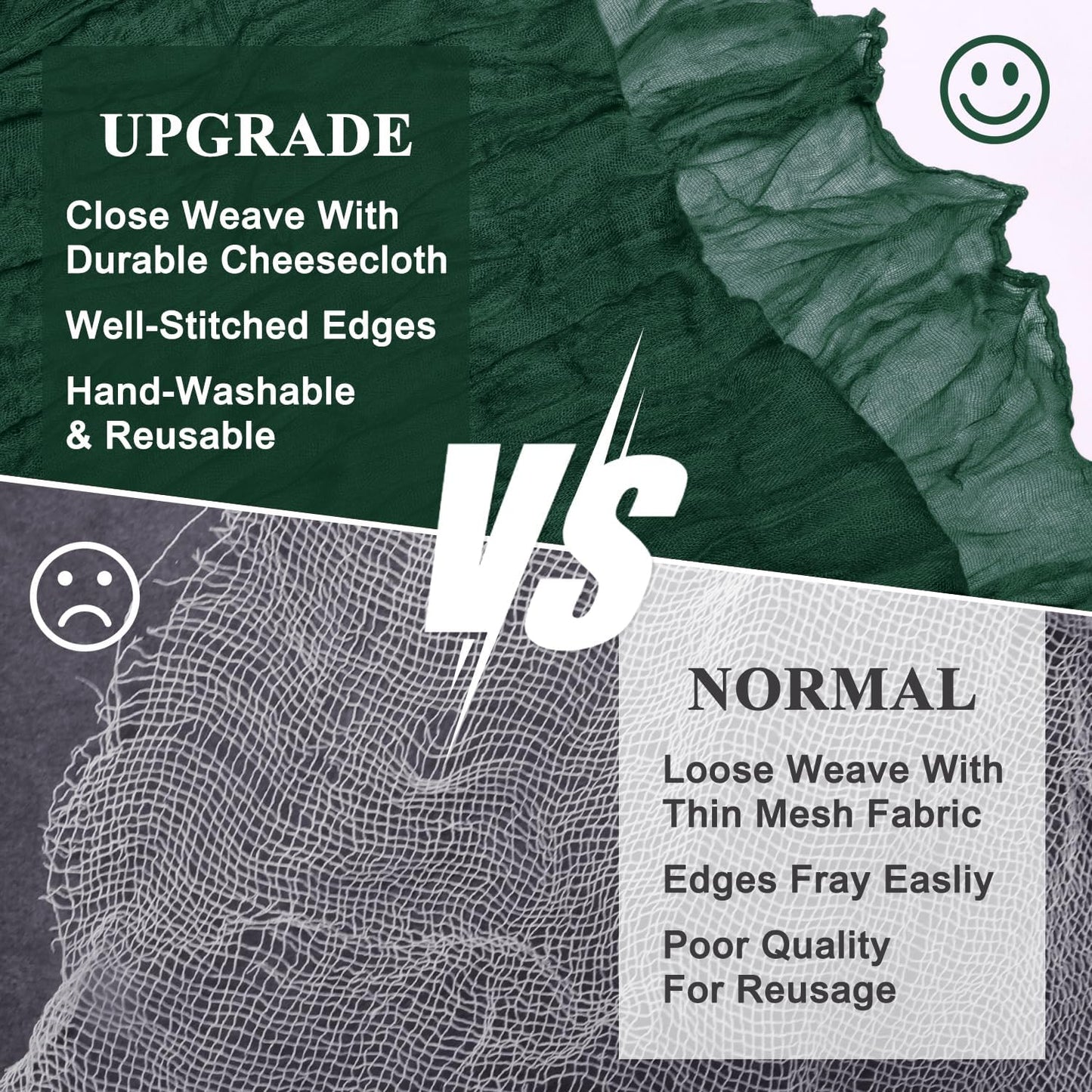 Asee'm 6PCS Table Runner Cheesecloth 10FT Emerald Green Boho Gauze Fabric Rustic Sheer Cheese Cloth Runners for Wedding Bridal Shower Party