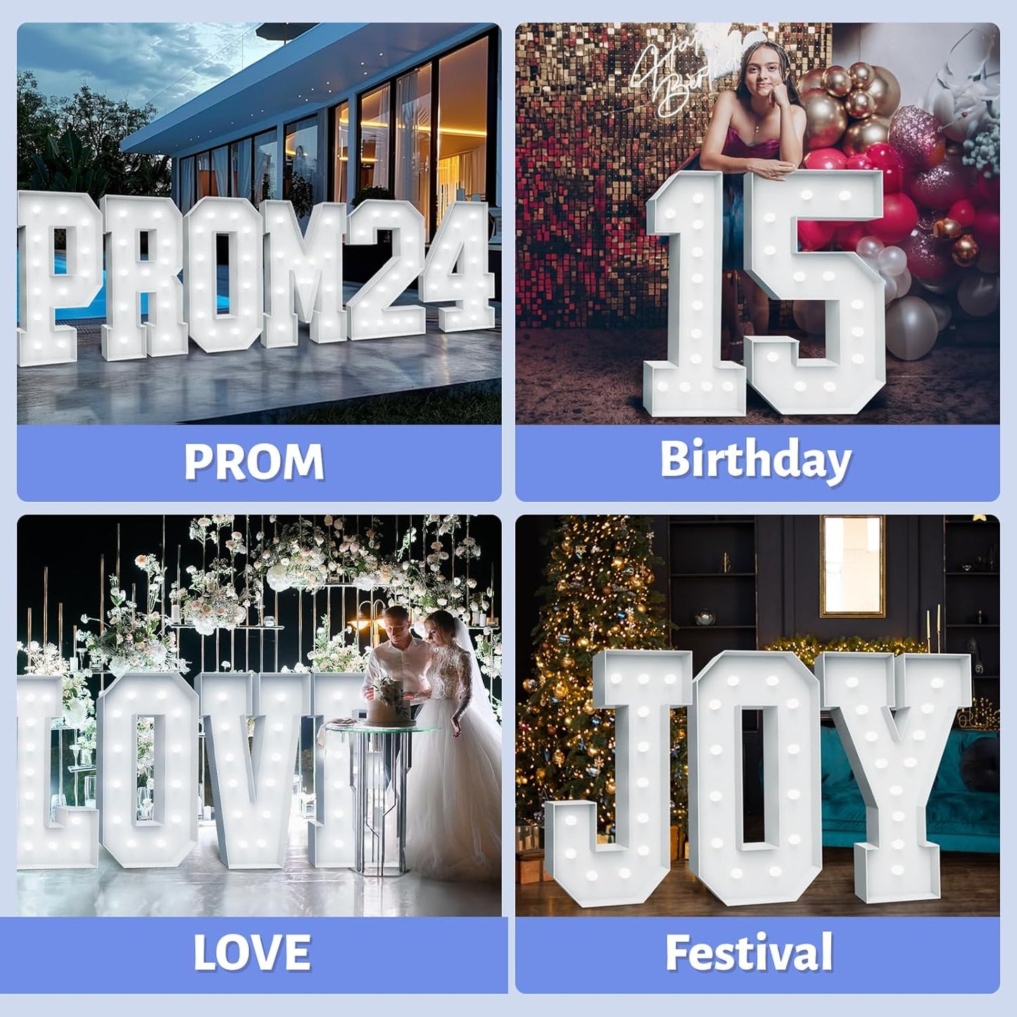 4FT Marquee Light Up Letters - Cool White Light Up Letters T with Fixed Water Bag, Party Decoration Large Marquee Light Up Letters can Be Used for Wedding Decoration, Birthday Party Decoration