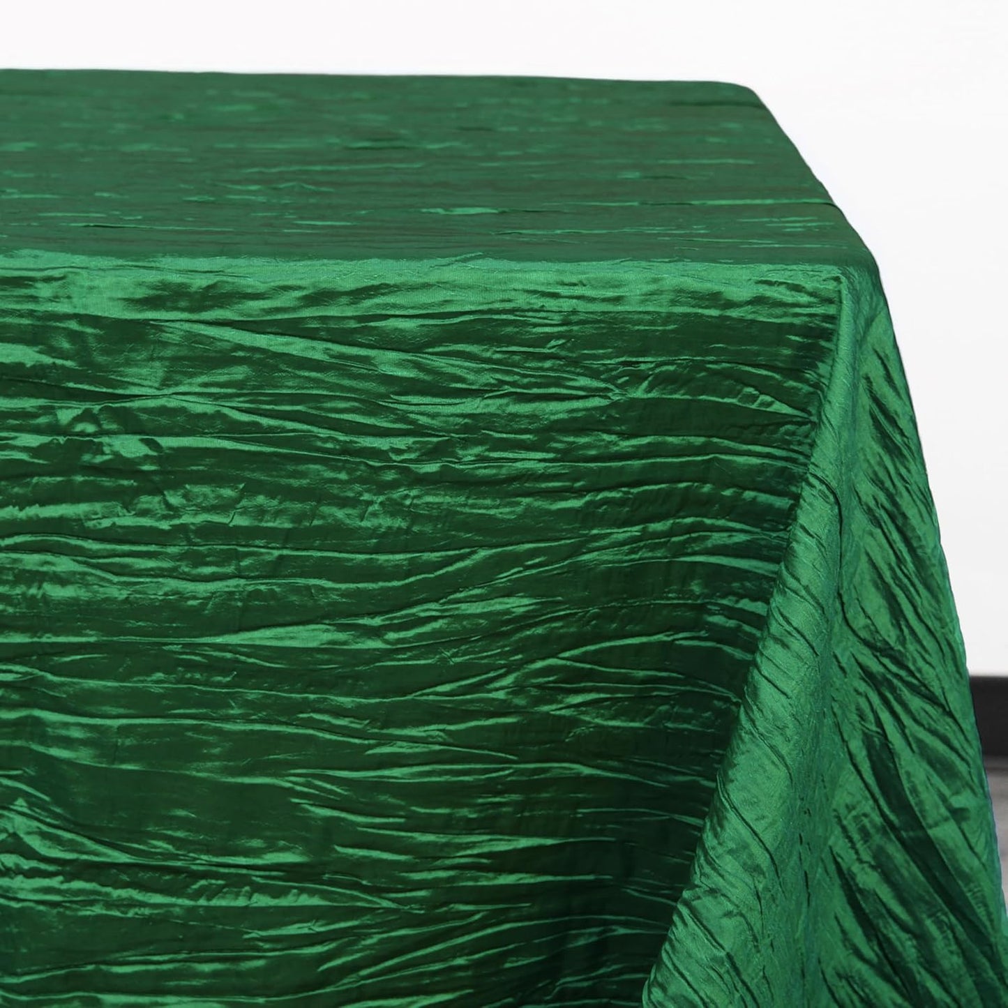 YOUR CHAIR COVERS - 90 x 132 inch Rectangular Crinkle Taffeta Tablecloth - Hunter Green, Rectangle Table Linens for 6 ft Rectangular Tables, Wedding Crushed Table Cloth