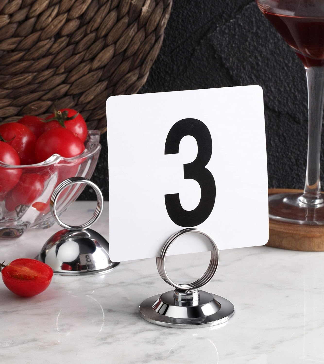 New Star Foodservice 23398 Ring-Clip Table Number Holder/Number Stand/Place Card Holder, Set of 12, 1.5-Inch