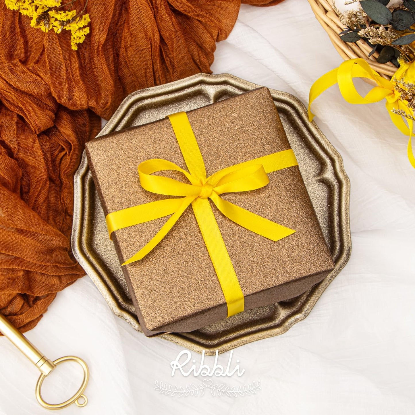 Ribbli Double Faced Maize Yellow Satin Ribbon,3/8” x Continuous 25 Yards,Use for Bows Bouquet,Gift Wrapping,Floral Arrangement