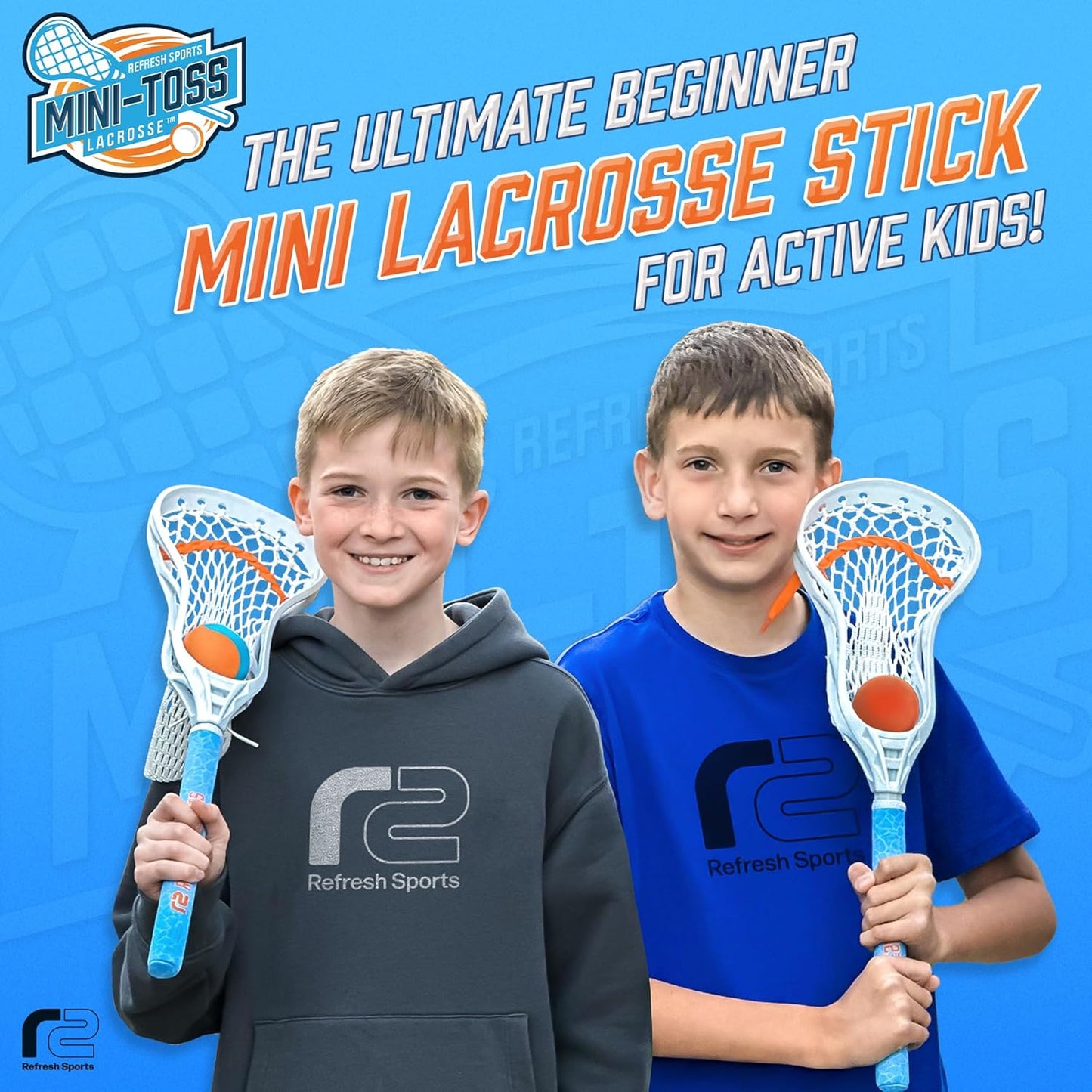 Mini Toss Lacrosse Set – The Ultimate Game for the Backyard and Pool- Fun Gift for Kids - Comes with Water Skipping Ball & Rubber Ball - Comes with Full Size Large Basket for Easier to Catch & Throw