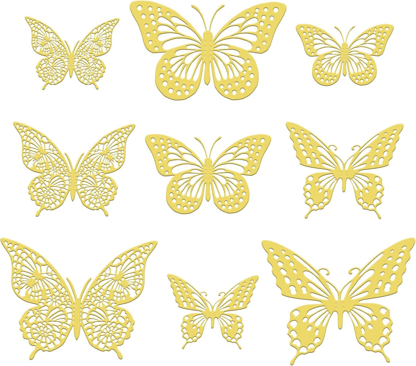 Gyufise 36 Pack Gold Glitter 3D Butterfly Cupcake Toppers Hollow Cake Decorations for Birthday Wedding Fairy Party Wall Sticker Decal