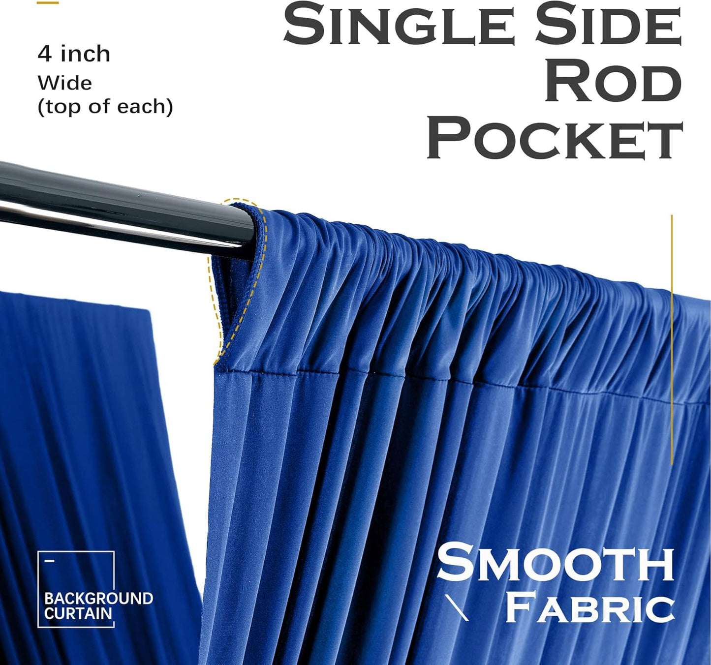 PartyVillage 20ftx40ft Royal Blue Ceiling Curtain for Wedding Parties – 4 Panels Wrinkle-Free 40 FT Long Tent Draping Curtains for Wedding, Birthday & Theme Parties, 40ft Height with Rod Pocket