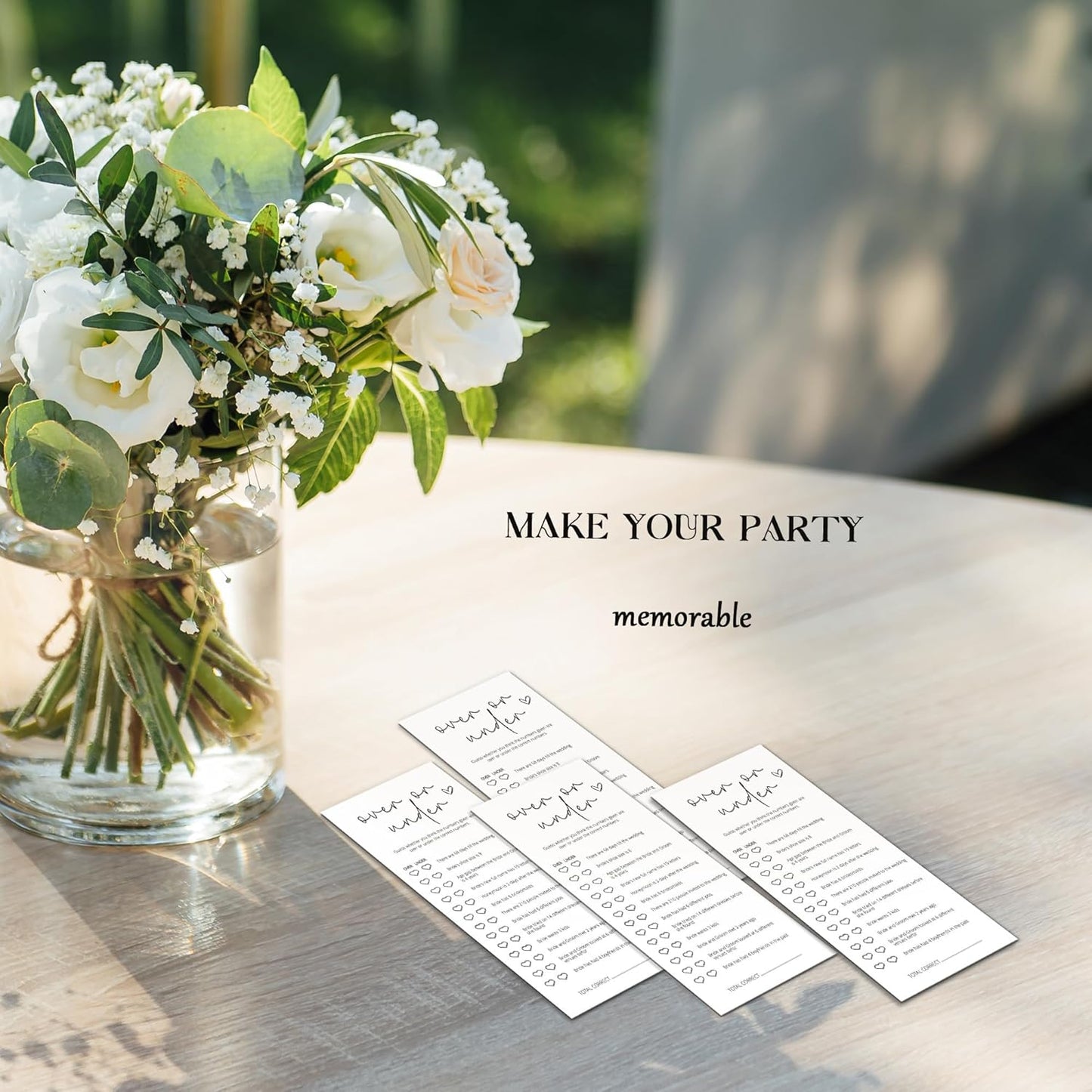 Bridal Shower Games, Over or Under, 25Pcs 4x9inch Minimalist White Double-Sided Bridal Game Cards, Wedding Shower Games for Guests, Engagement Bachelorette Party Supplies - A10