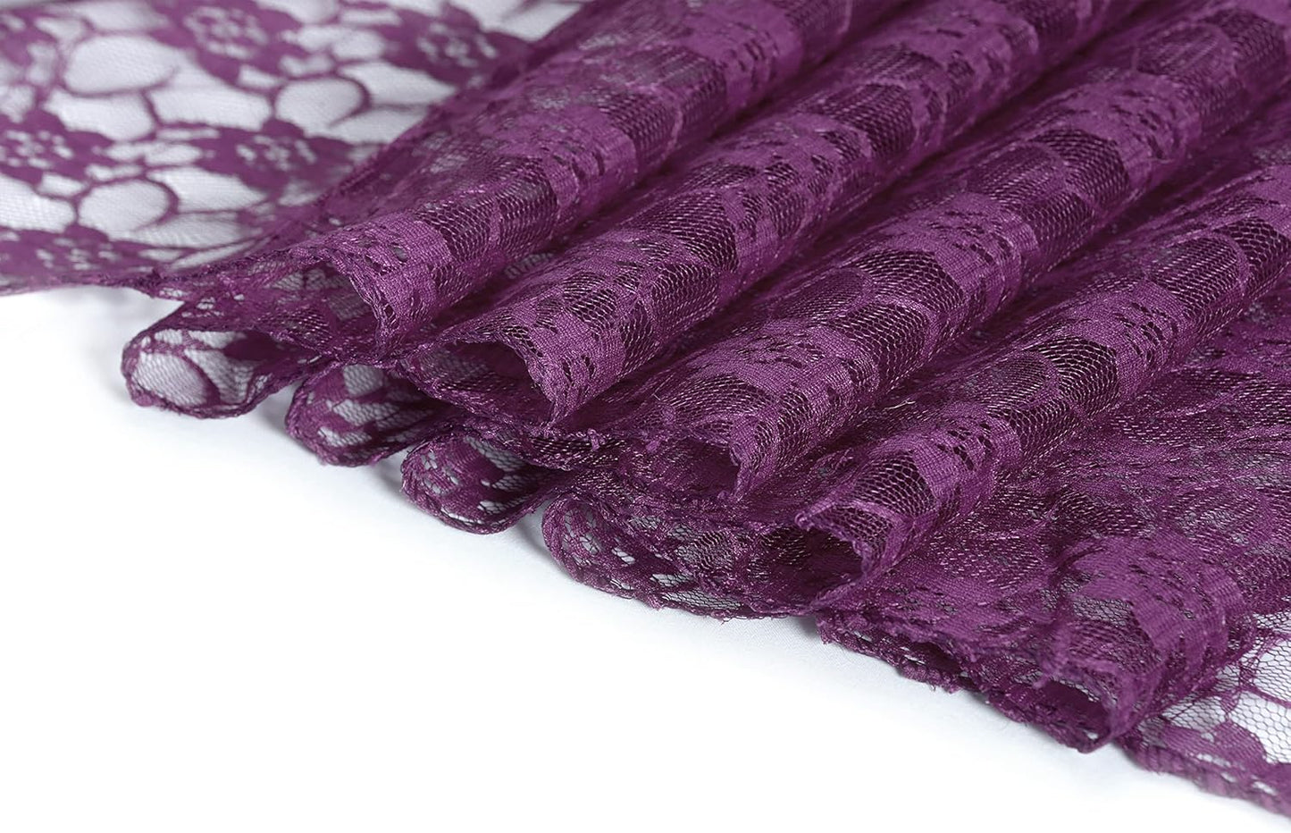 MDS Pack of 25Wedding 12 x 108 inches Lace Table Runner for Wedding, Decorations for Birthday Parties, Banquets, Graduations, Engagements, and Runners fit Rectangle, Round Table- Plum